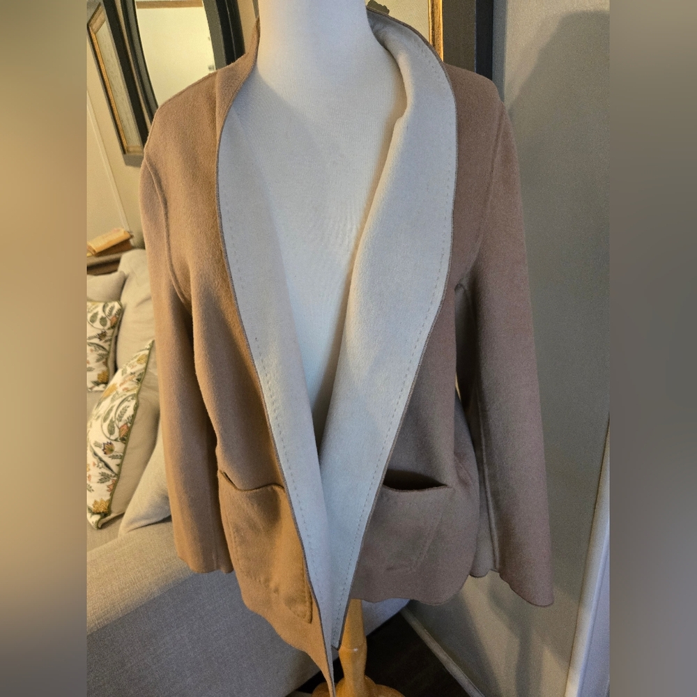Chico's: Women's Tan Open Front Jacket - Picture 4 of 6